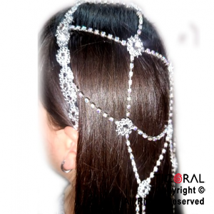 VINCHA CON CADENA DECO STRASS PLATA x 1